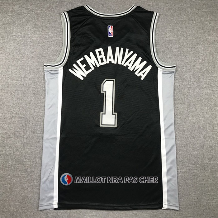 Maillot San Antonio Spurs Victor Wembanyama NO 1 Icon 2022-23 Noir
